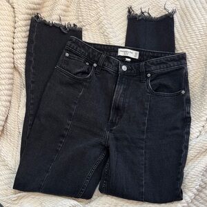 Abercrombie & Fitch Black Split Hem Skinny Curve Love High Rise Jeans 27 4s